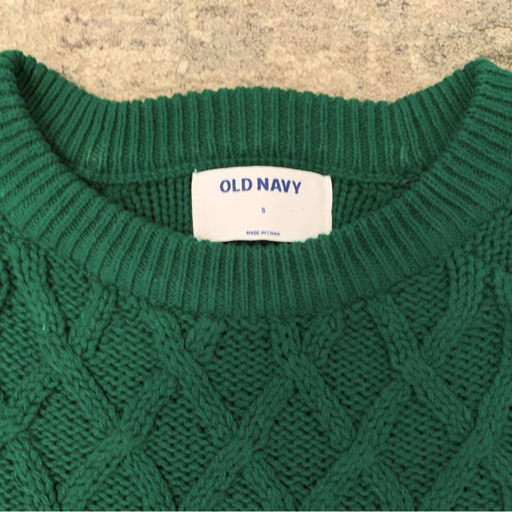 green sweater